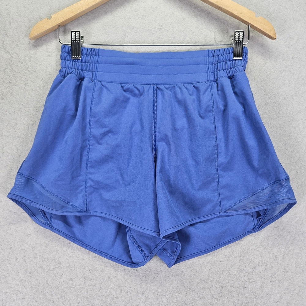 Lululemon Hotty Hot HR Short 4 Running Women 6 Blue Polyester LW7AYXT Mesh
